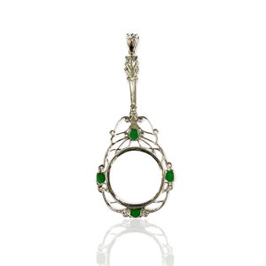 Victorian Style Emerald Magnifying Glass Loop Pendant 925 Sterling Silver image 6