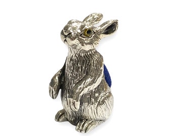 Victorian Style Collectable Rabbit / Hare Pin Cushion 925 Sterling Silver Sewing Needle