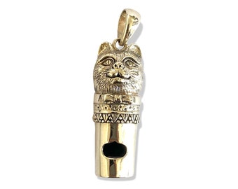 Victorian Style Cat Head Whistle Pendant 925 Sterling Silver