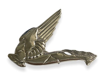 Fine Art Deco Style Pegasus Horse Pin Brooch 925 Sterling Silver