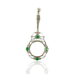 Victorian Style Emerald Magnifying Glass Loop Pendant 925 Sterling Silver image 1