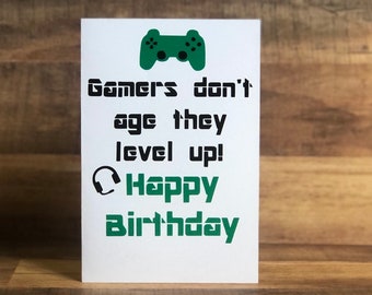 Gamer Birthday Card, Level Up Handmade Card