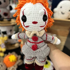 Medium Clown Slasher Plushie, Slasher Doll, Red Balloon Clown, Crochet Clown Slasher, Crochet Slasher, Slasher Plushie, Easter Basket Gift