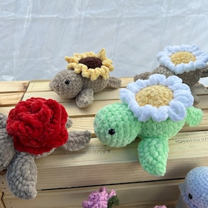 Crochet Flower Turtle, Sunflower Turtle, Rose Turtle, Mint Daisy Turtle, Daisy Turtle, Christmas Gift, Gift for Kids
