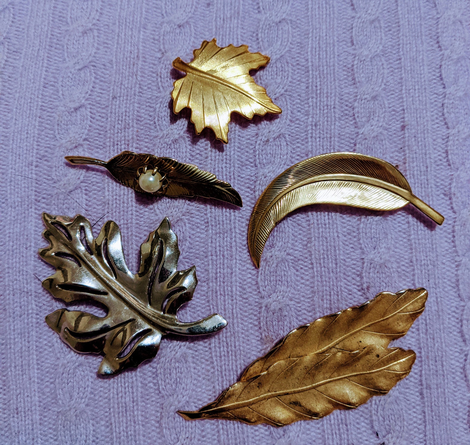 Lot of 5 Vintage Pins and Brooches leaves leaf brooch brooches Etsy