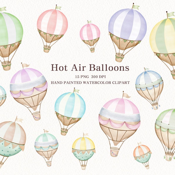 watercolor hot air balloon clipart,lace,nursery wall decor PNG