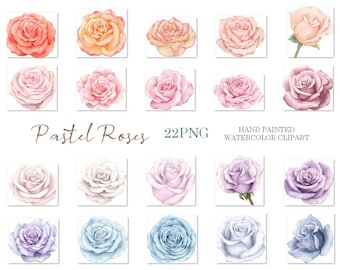Watercolor roses clipart,floral png,original hand painted,wedding decor,pastel roses