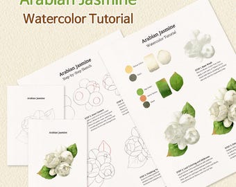 watercolor jasmine tutorial,step-by-step practice at home,original hand painted