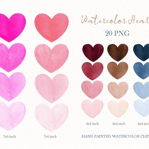 Watercolor big hearts clipart,hand painted,baby shower,wedding decor,background PNG,Free Commercial Use