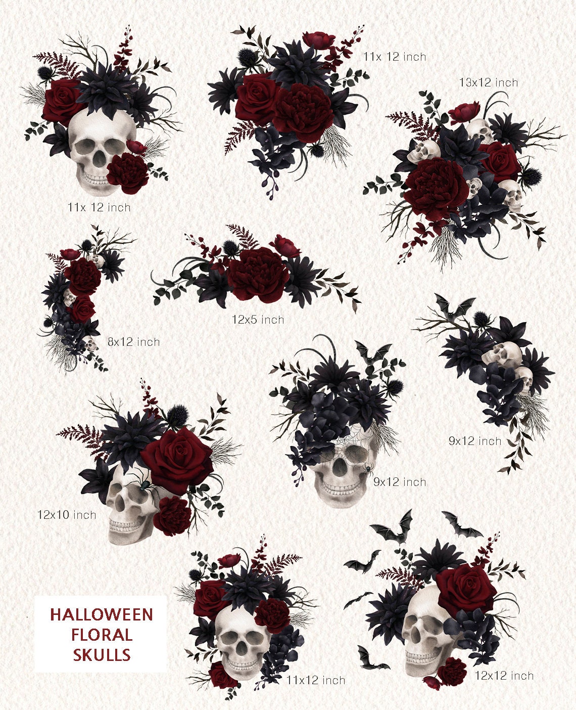 Watercolor Halloween Bouquets Clipartbat - Etsy
