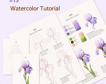 Tutorial de acuarela de iris, práctica paso a paso en casa, original pintado a mano.