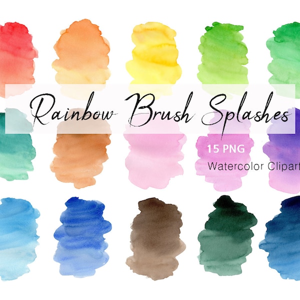 Watercolor clipart,rainbow clipart,brush stroke clipart,Splashes and Splotches Clipart,Free Commercial Use