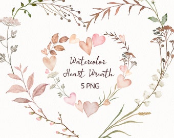 Aquarellherzen-Clipart, original handgemalt, Hintergrund-PNG, kostenlose kommerzielle Nutzung