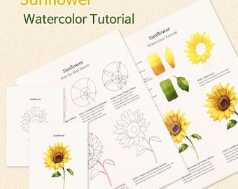 watercolor sunflower tutorial,step-by-step practice at home,original hand painted