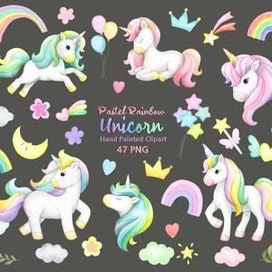 Watercolor Unicorn clipart,Nursery Decor,rainbow Magic Unicorn,Invitation PNG,Birthday clipart