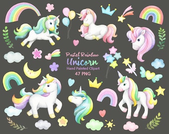Watercolor Unicorn clipart,original hand painted,rainbow Magic Unicorn,Invitation PNG,Birthday clipart