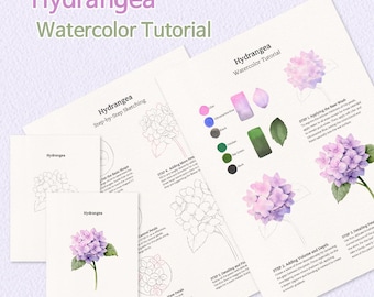 Aquarell Hortensien-Tutorial, Schritt für Schritt, um zu Hause zu üben, original handgemalt