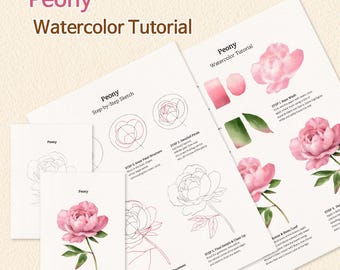 watercolor peony tutorial,step-by-step practice at home,original hand painted