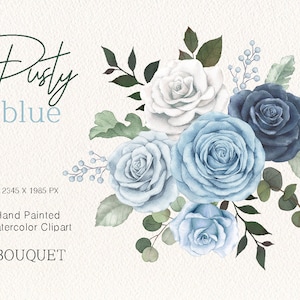 Watercolor flower clipart,Blue rose Bouquet,Floral arrangements,Wedding Clipart,Watercolor flower,Hand Painted Flowers