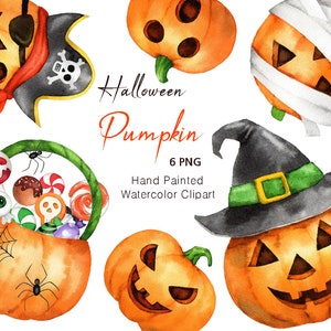 Halloween Clipart,watercolor Pumpkin,Halloween Decor,Halloween invitation,Spooky Clipart,hand painted