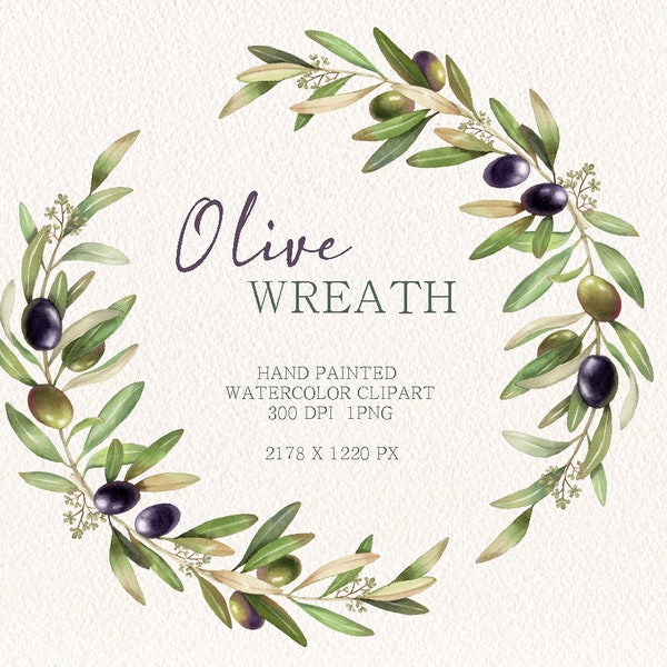Watercolor Clipart,olive branches,Wedding Invitations clipart,Greenery Arrangements,Wedding Decor,Olives Wreath,Free Commercial Use