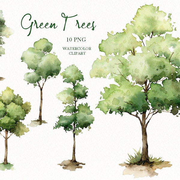 watercolor trees clipart,forest nature greenery,wedding invitation