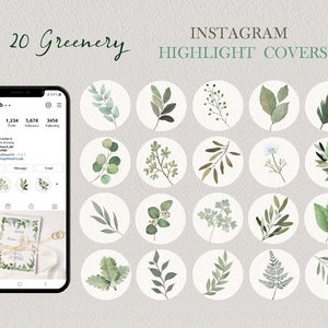 Instagram Story Highlight Icons,watercolor greenery clipart,Story covers,iPhone Widgets,real hand drawn