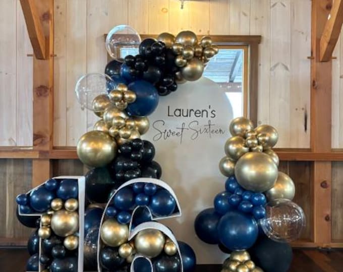 Featured listing image: 6 Foot by 3 Foot Wood Arch with Balloon Garland