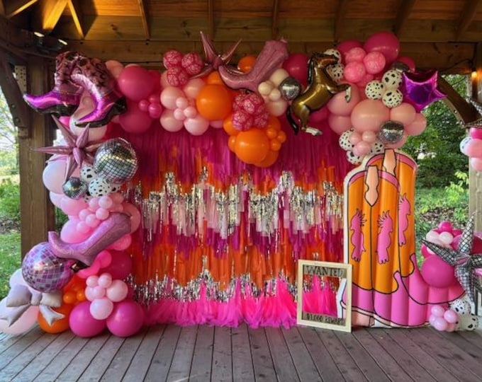 Featured listing image: 8x8 Backdrop Fringe Wall with Balloon Garland