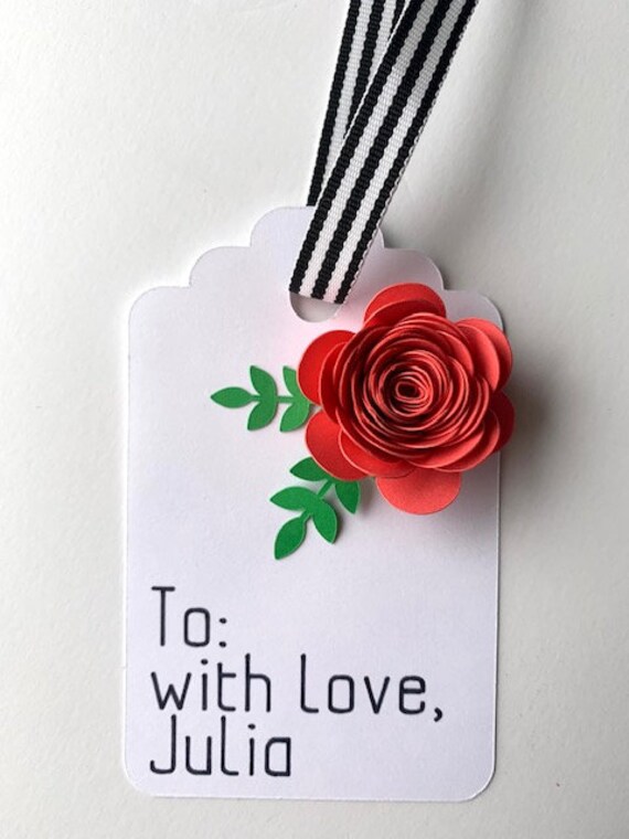 Large Gift Tags with Paper Flowers Set of Four Etsy