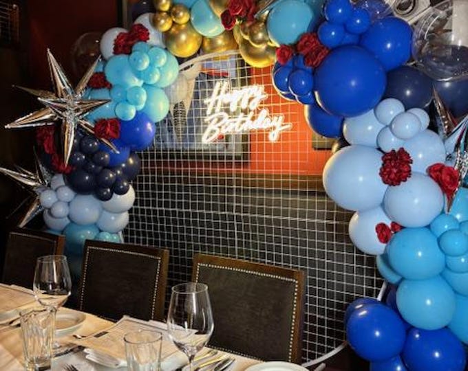 Featured listing image: Round Grid with Balloon Garland and Neon Sign