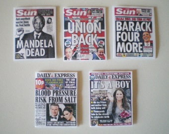 3 Miniature /'TRUMP/' WINS ELECTION Newspapers Dollshouse 1:12 scale