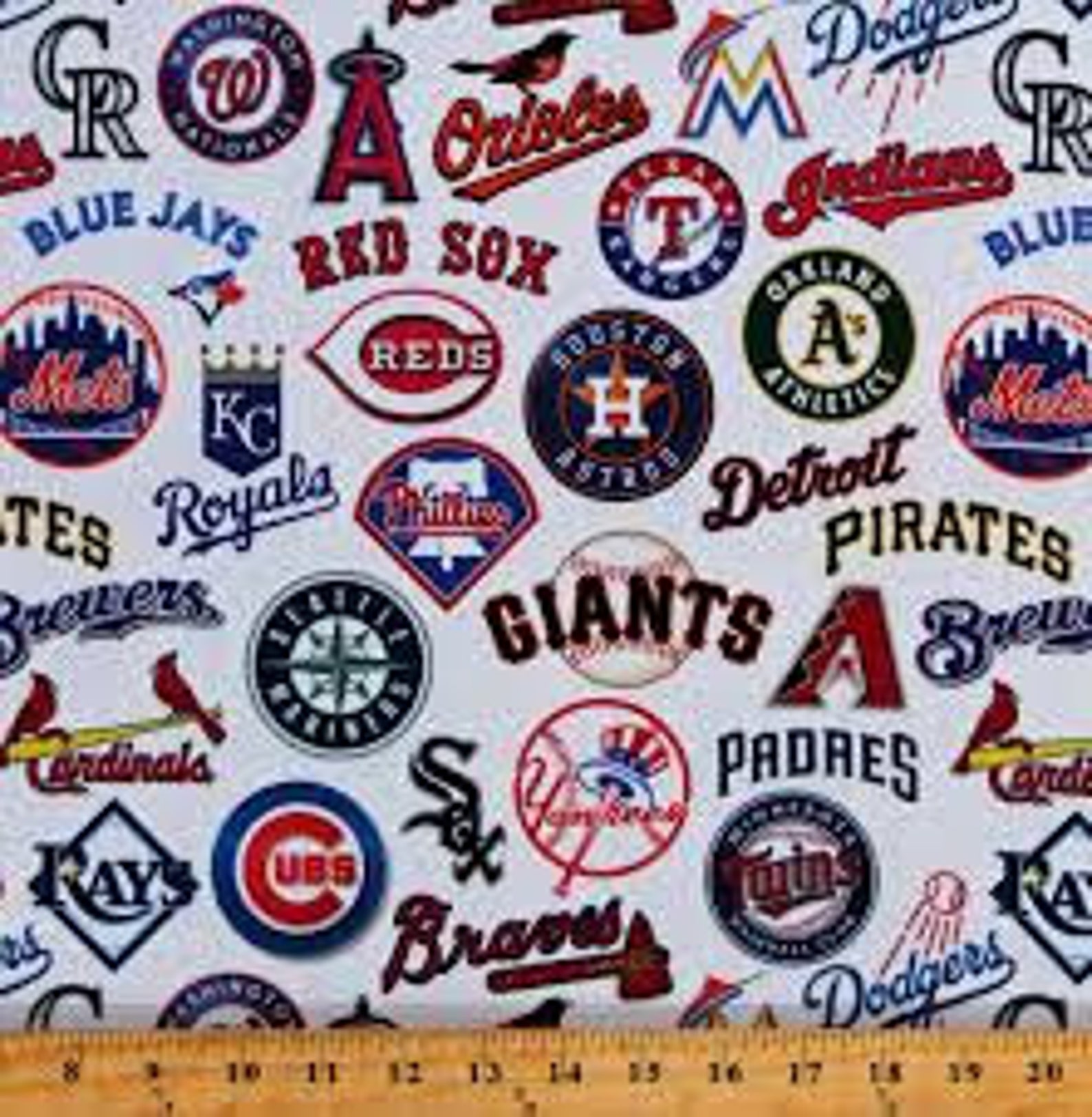 MLB All Teams Logo Fun Cotton Fabric 1/4 Yard Increments Etsy