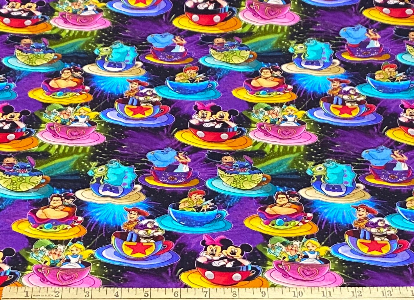 Disneyland Character Teacups Fun Knit Fabric 1/4 Yard Etsy