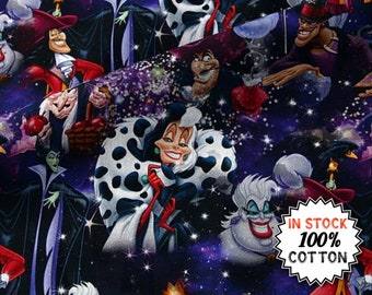 SC-Disney Villains Grid Faces 100% Cotton fabric