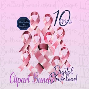 Breast Cancer Awareness Ribbon PNG Bundle – 10 High-Quality Images | Digital Download