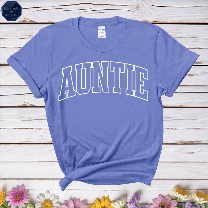 Auntie T-Shirt For Women - Rainbow Love Letter Print Graphic Tee, Casual Short Sleeve Top, Perfect Aunt Gift (B-Pink, XX-Large)