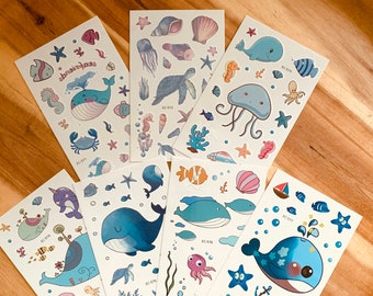 Kids Tattoo | FISH |  OCEAN | SEA | Watercolour | Aquarium | Temporary Tattoo | Tattoo Sticker | Kids Party | Birthday Party