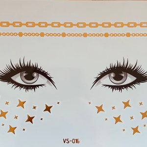 Face Tattoo sticker STAR METALLIC FLASH Freckles lExotic Temporary Tattoo Tattoo Sticker Kids Party Birthday Party VS-016