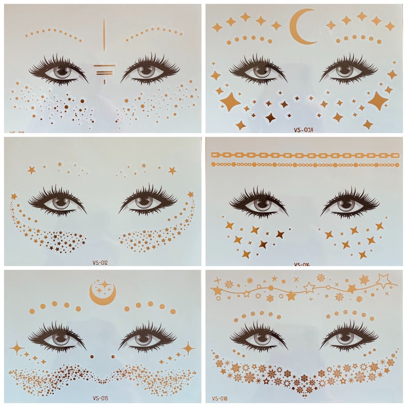 Face Tattoo sticker STAR METALLIC FLASH Freckles lExotic Temporary Tattoo Tattoo Sticker Kids Party Birthday Party image 1