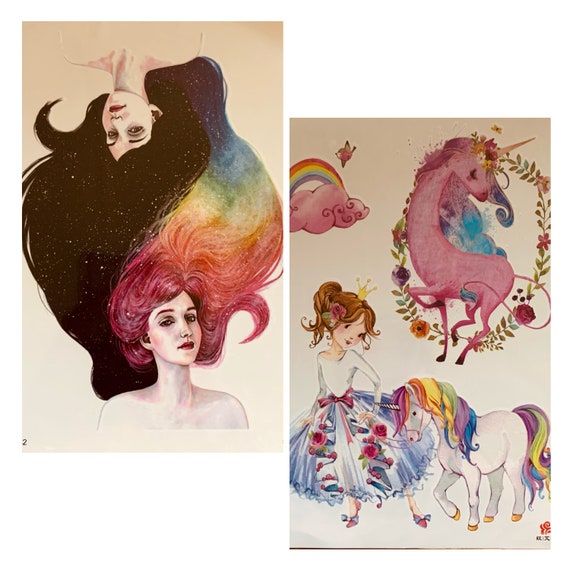 Large Temporary Tattoo UNICORN PEGASUS Rainbow - Etsy Large Temporary Tattoo UNICORN PEGASUS Rainbow - Etsy