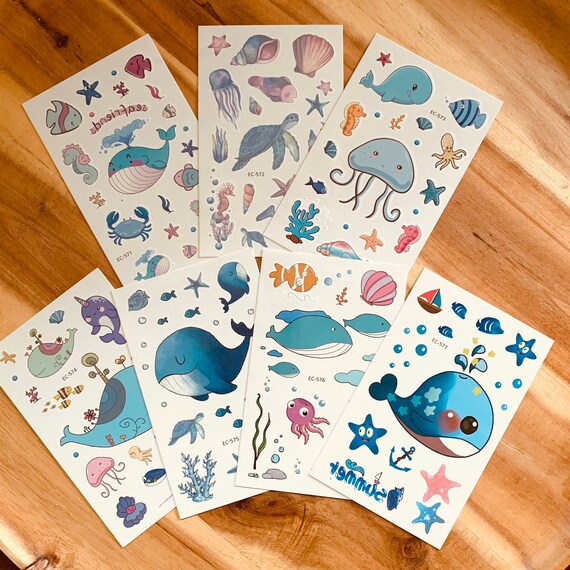 Kids Tattoo FISH OCEAN SEA Watercolour Aquarium - Etsy