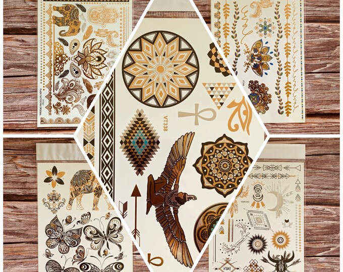 Color Metallic Tattoos, Gold Tattoos, Temporary Tattoos, Metallic