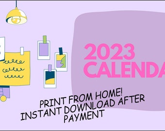 Printable Downloadable 2023 Home PDF Calendar, Simple, 50's Style, Pastel, Crop Lines, Pink, Home Maker, Instant Download