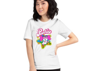 Poochie Ladies / Girls 1980's / E-Girl / Alt Girl /Cartoon Pink Dog Short-Sleeve Unisex + Canvas Bella 3001 T-Shirt