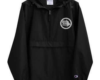 The KLF / The Jamms / Mu Mu / Justified & Ancient - 'Pyramid Blaster' Embroidered Black Champion Packable Hooded Jacket (S-2XL)