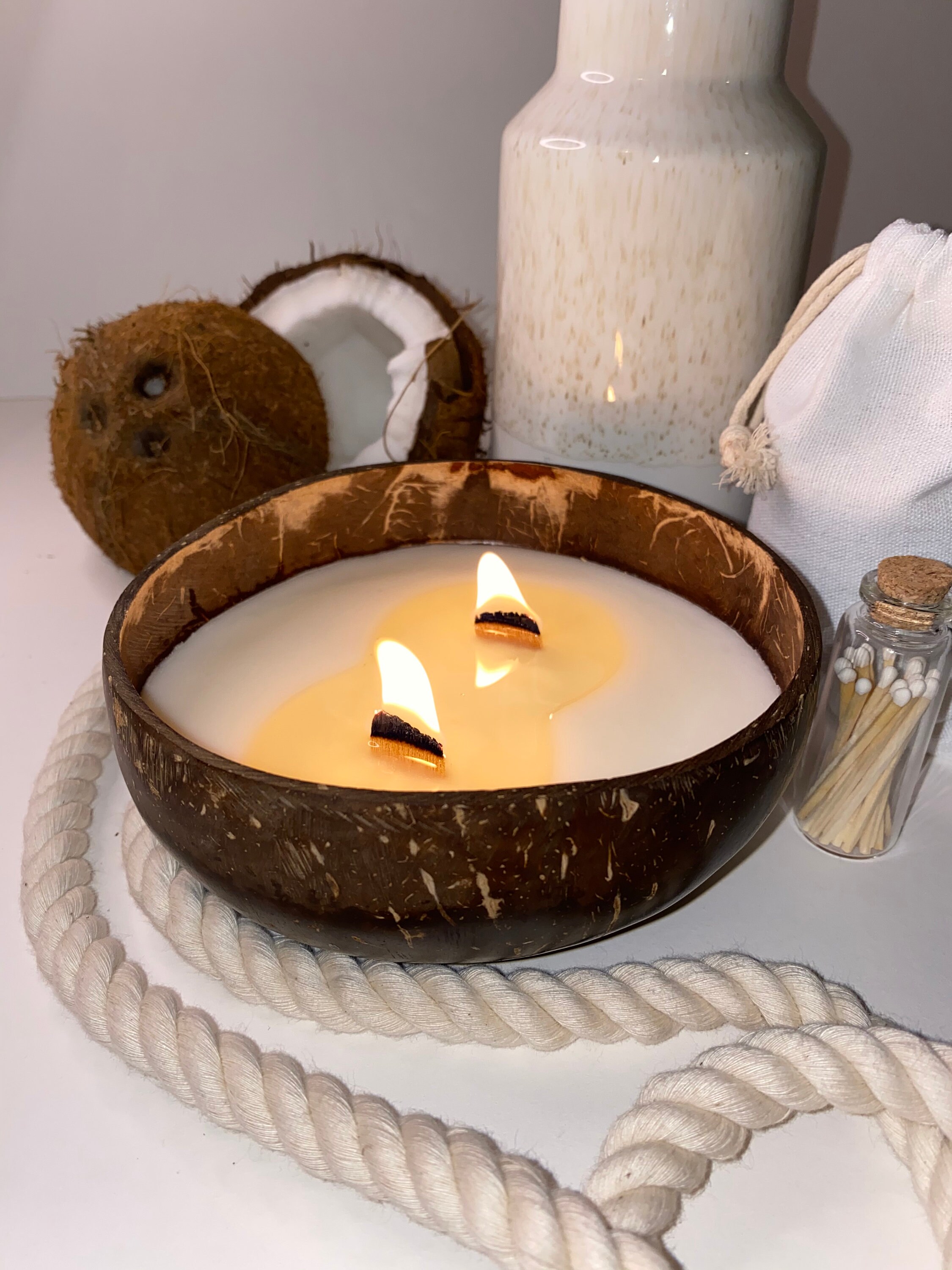 Coconut Candle wooden wick Candles UK Coconut bowl Etsy