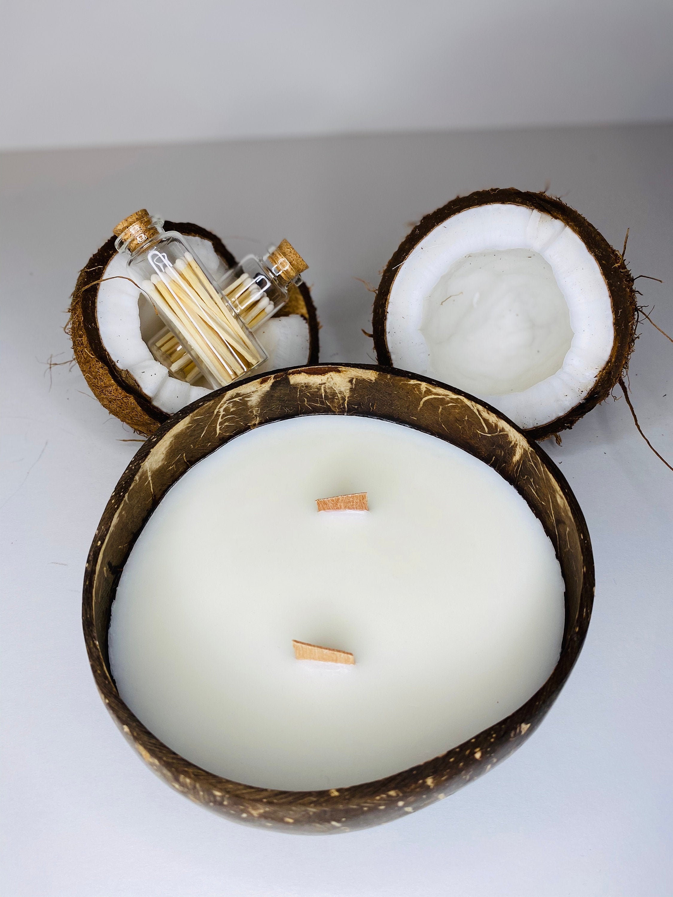 Coconut Candle wooden wick Candles UK Coconut bowl Etsy