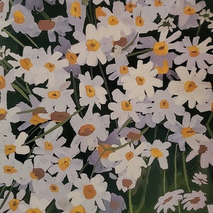 Daisies Gouache Painting Original Matte Art Print Flower Wall Art