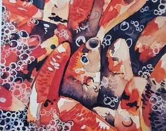 Koi Fish Art Print Small Abstract Watercolor Painting Prints Colorful Animal Wall Art